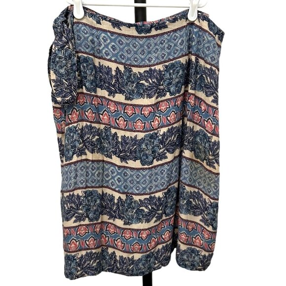 Charter Club Colorful Floral Pattern Womens Skirt Size 14 Tie Accent - Picture 2 of 9